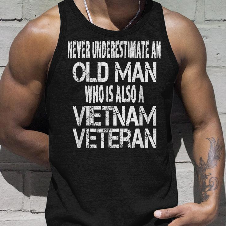 Never Underestimate An Old Man Who Is Also A Vietnam Veteran Gift For Mens Unisex Tank Top Gifts for Him