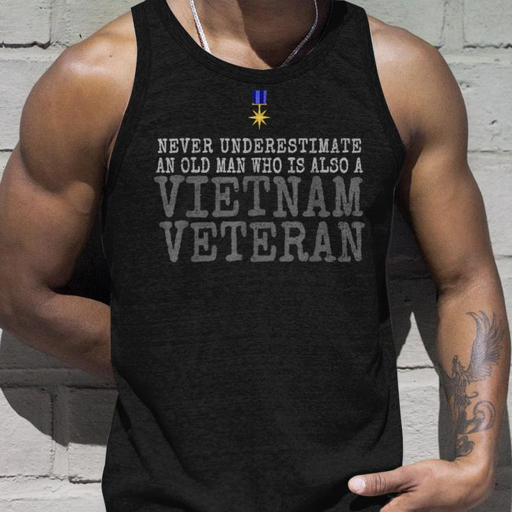 Never Underestimate An Old Man Who Is Vietnam Veteran Gift For Mens Unisex Tank Top Gifts for Him
