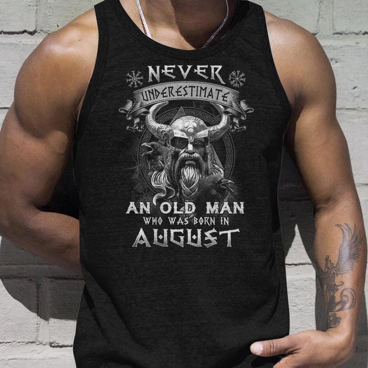 Never Underestimate An Old Man Who Was Born In August Gift For Mens Unisex Tank Top Gifts for Him