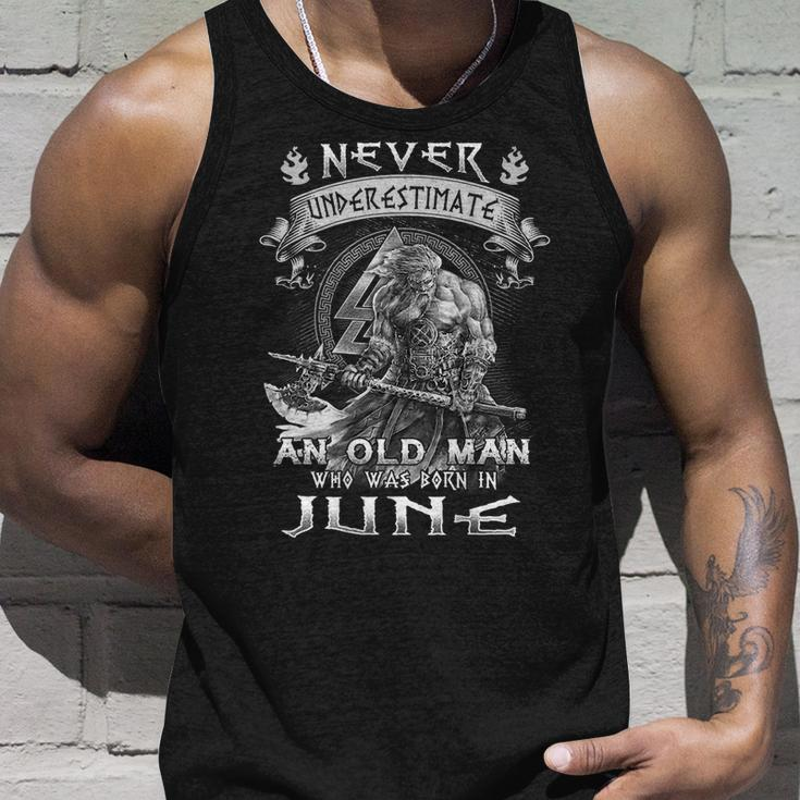 Never Underestimate An Old Man Who Was Born In June Gift For Mens Unisex Tank Top Gifts for Him