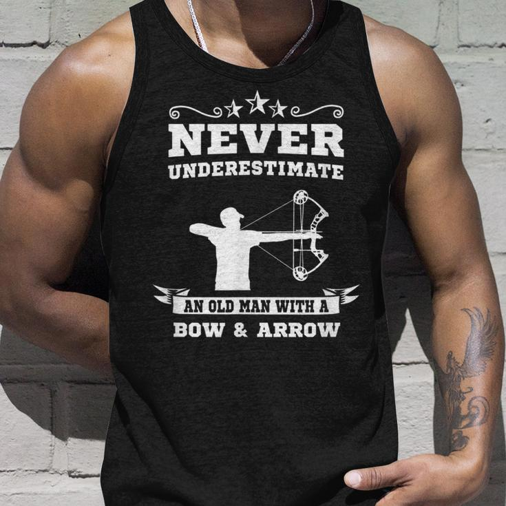Never Underestimate An Old Man With A Bow And Arrow Hunting Unisex Tank Top Gifts for Him
