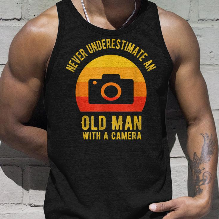 Never Underestimate An Old Man With A Camera Photography Unisex Tank Top Gifts for Him