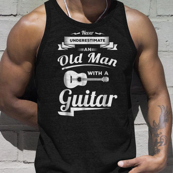 Never Underestimate An Old Man With A Guitar Dad Grandpa Gift For Mens Unisex Tank Top Gifts for Him