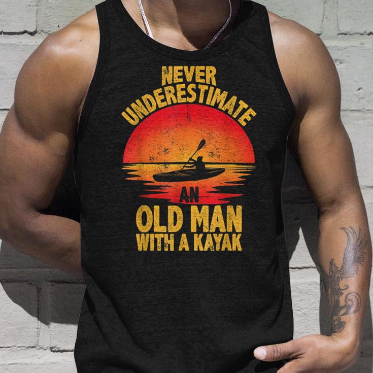 Never Underestimate An Old Man With A Kayak Quote Funny Unisex Tank Top Gifts for Him