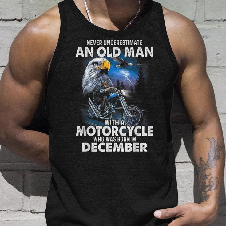 Never Underestimate An Old Man With A Motorcycle December Unisex Tank Top Gifts for Him