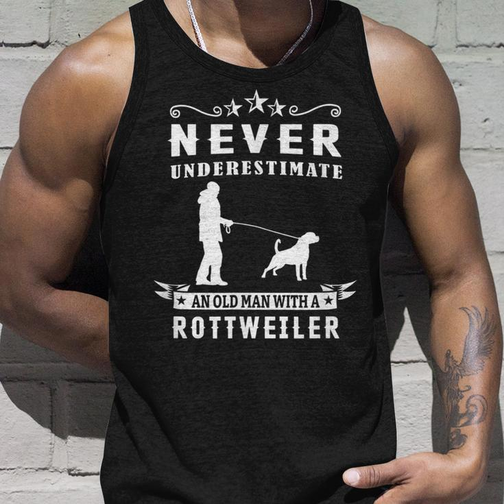 Never Underestimate An Old Man With A Rottweiler Dog Rottie Unisex Tank Top Gifts for Him
