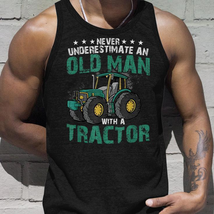 Never Underestimate An Old Man With A Tractor Farm Farmer Unisex Tank Top Gifts for Him