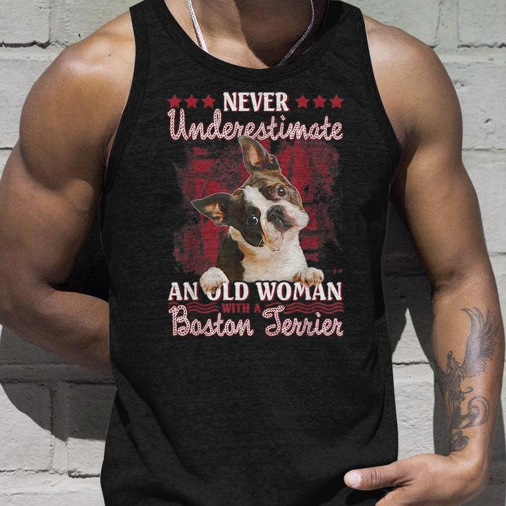 Never Underestimate An Old Woman With A Boston Terrier Unisex Tank Top Gifts for Him