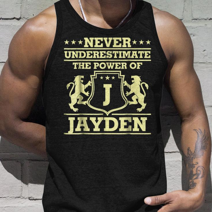 Never Underestimate Jayden Personalized Name Unisex Tank Top Gifts for Him