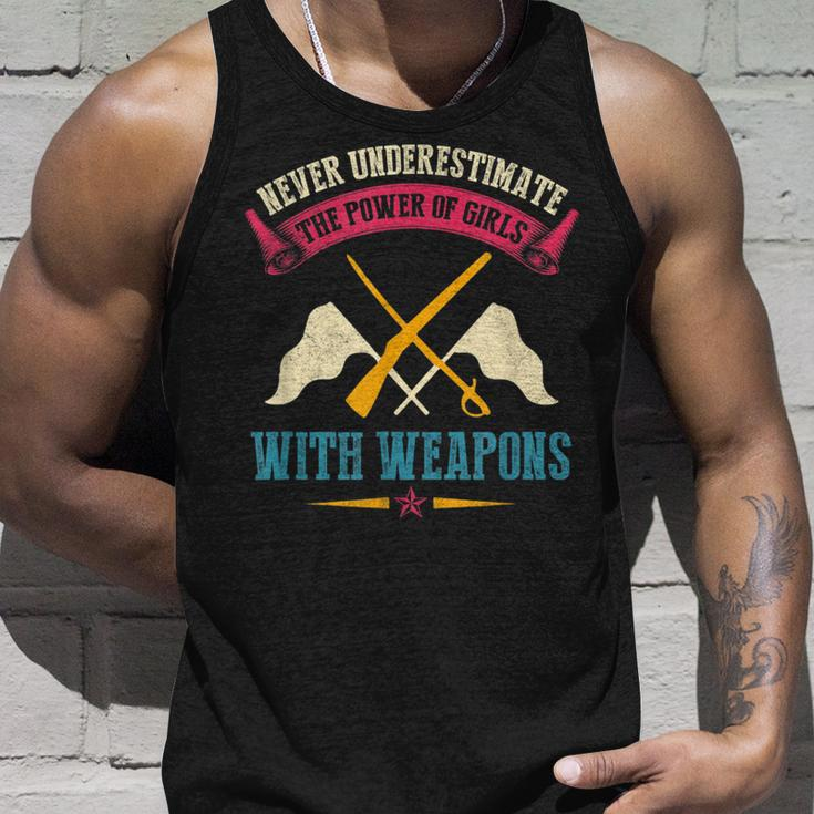 Never Underestimate Power Of Girls With Weapons Color Guard Unisex Tank Top Gifts for Him