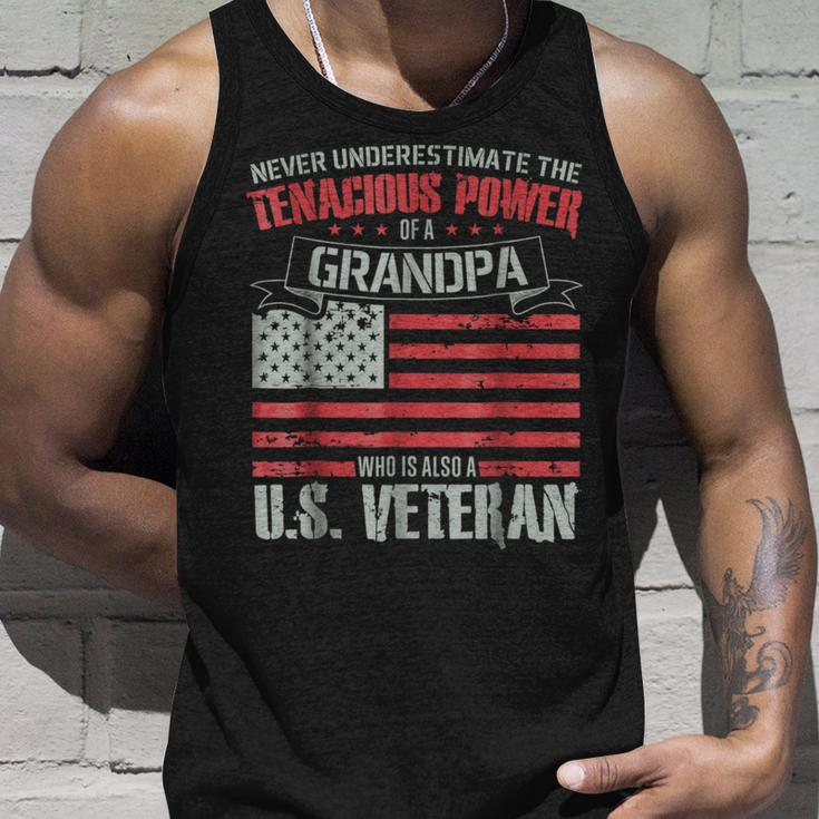 Never Underestimate The Tenacious Power Of Veteran Grandpa Unisex Tank Top Gifts for Him