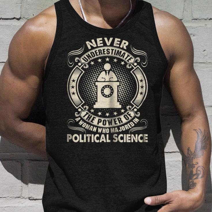 Never Underestimate Woman Major Political Science Unisex Tank Top Gifts for Him
