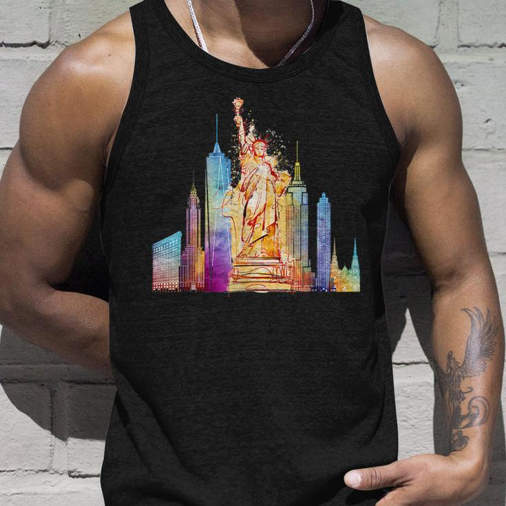 New York City Nyc Retro Watercolor Statue Of Liberty Ny City Tank Top Gifts for Him