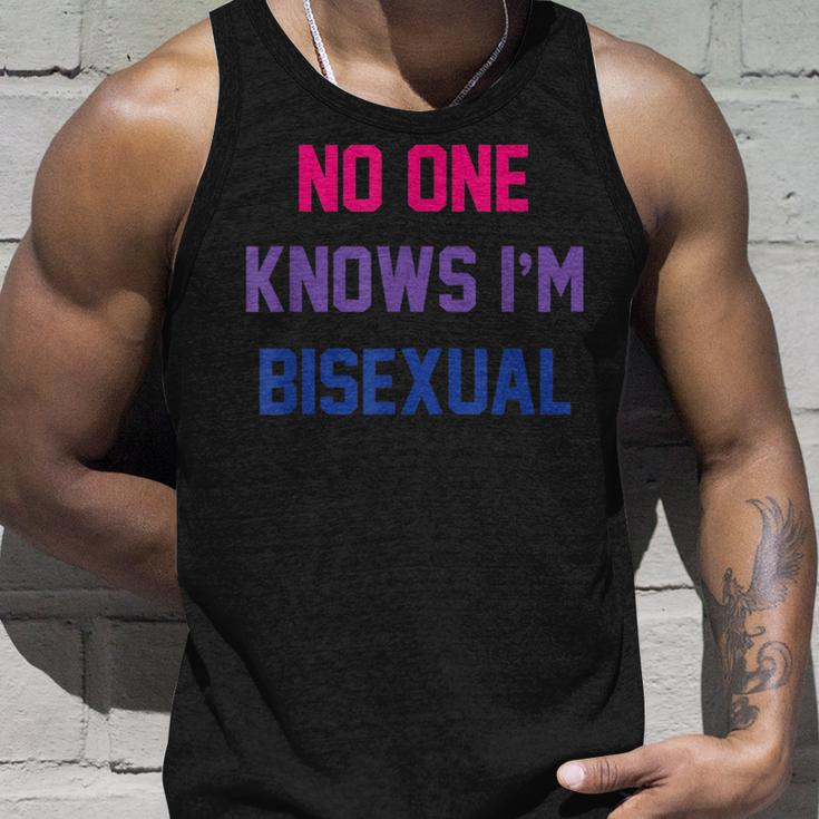 No One Knows Im Bisexual Bi Lgbt Pride Lgbtq Bi Funny Unisex Tank Top Gifts for Him