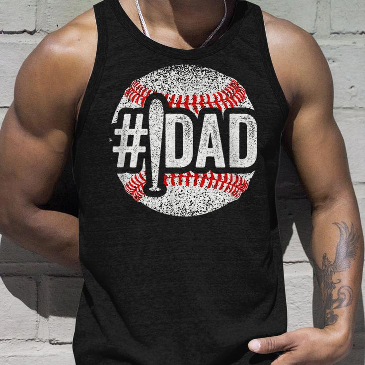Number One Baseball Dad For Fathers Day 1 Daddy Unisex Tank Top Gifts for Him