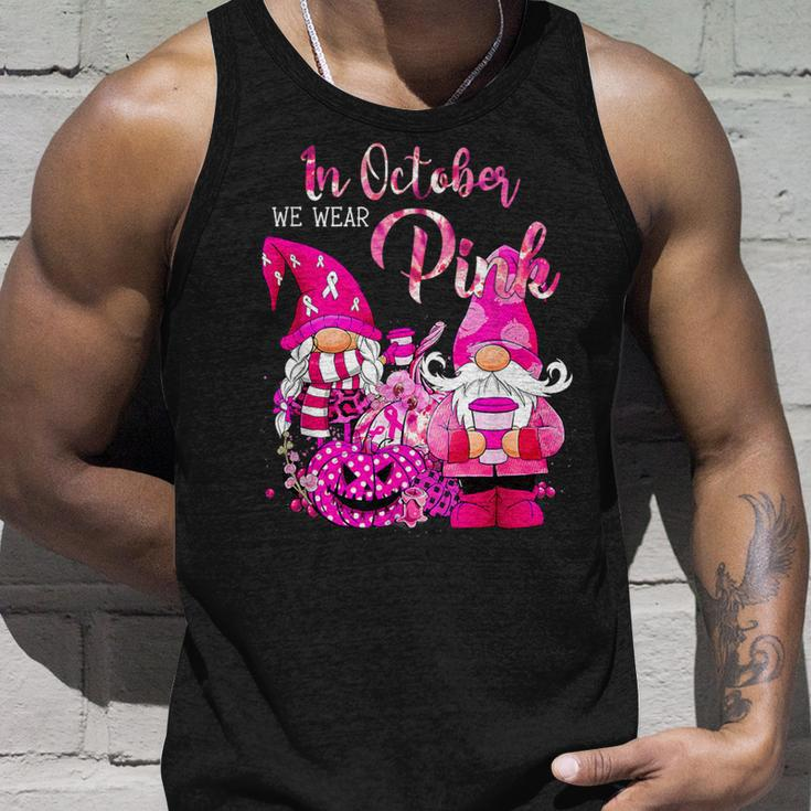 In October We Wear Pink Gnomes Halloween Breast Cancer Tank Top Gifts for Him