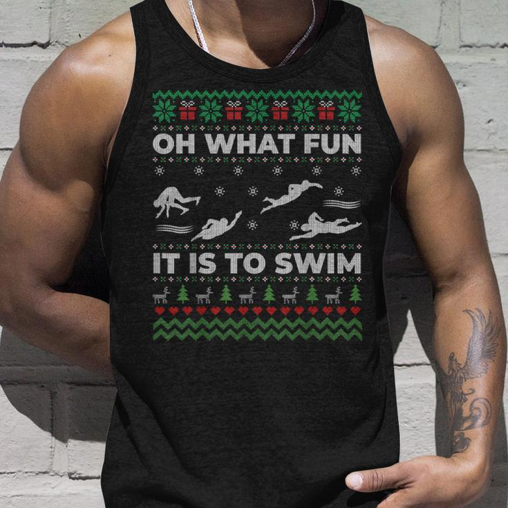 Oh What Fun It Is To Swim Ugly Christmas Sweater Tank Top Gifts for Him