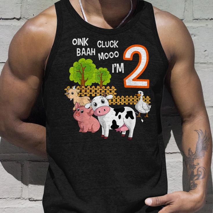 Oink Cluck Baah Mooo I'm 2 Farm Animal 2Nd Birthday Party Tank Top Gifts for Him