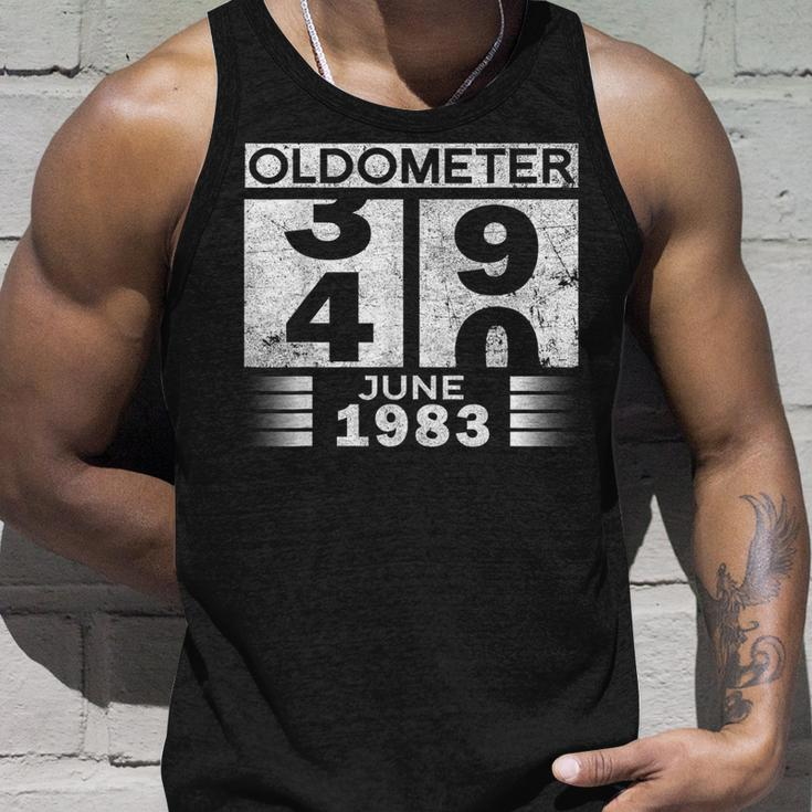 Oldometer 39-40 Born In June 1983 Funny 40Th Birthday Unisex Tank Top Gifts for Him