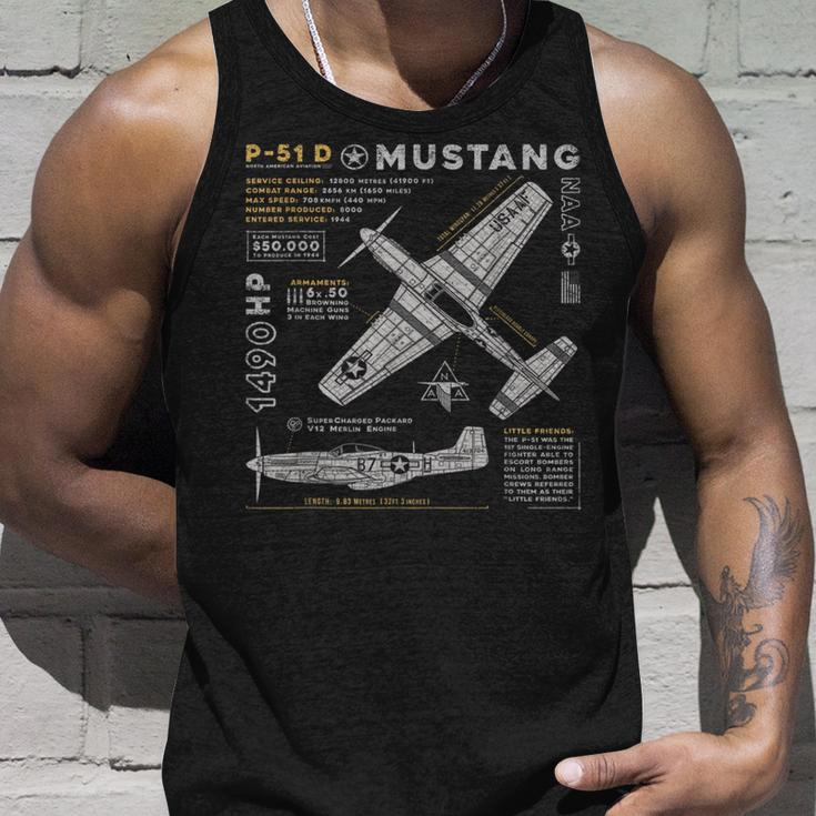 P-51 Mustang Wwii Fighter Plane Us Military Aviation Design Unisex Tank Top Gifts for Him