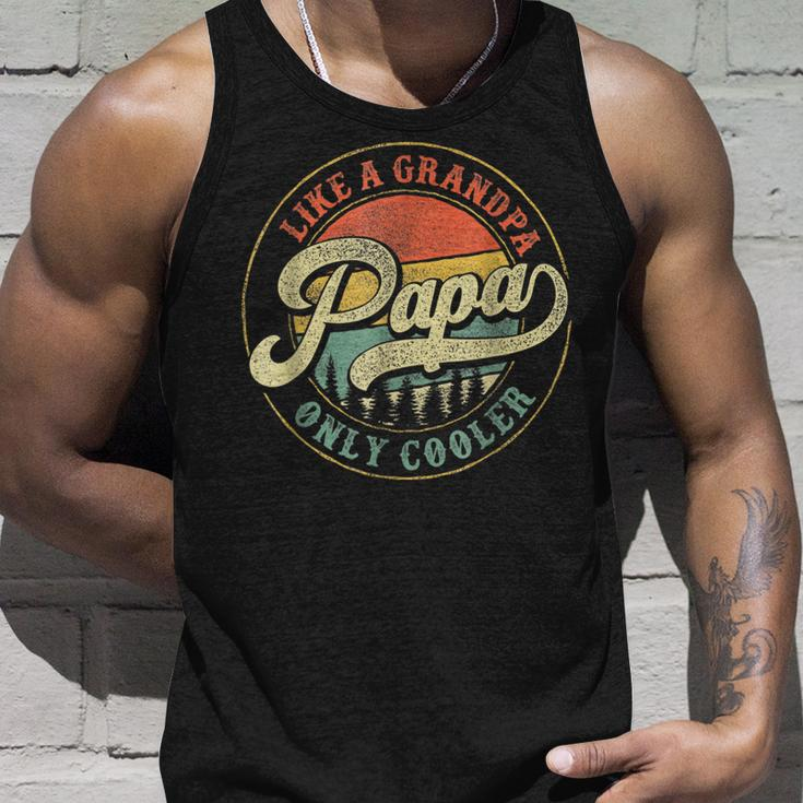 Papa Like A Grandpa Only Cooler Vintage Retro Papa Dad Tank Top Gifts for Him