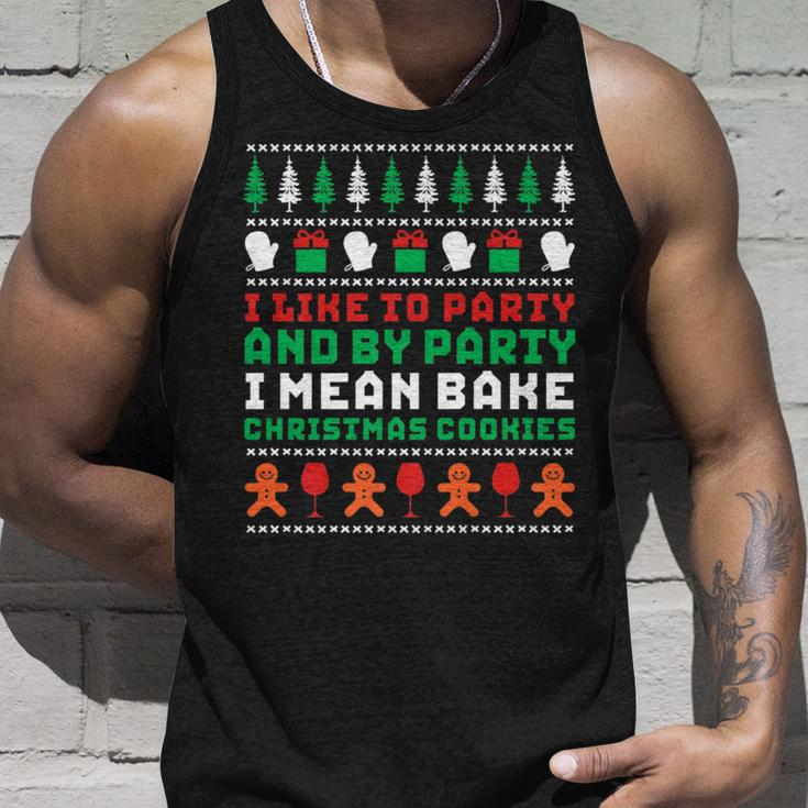 I Like To Party Bake Cookies Ugly Christmas Sweater Tank Top Gifts for Him