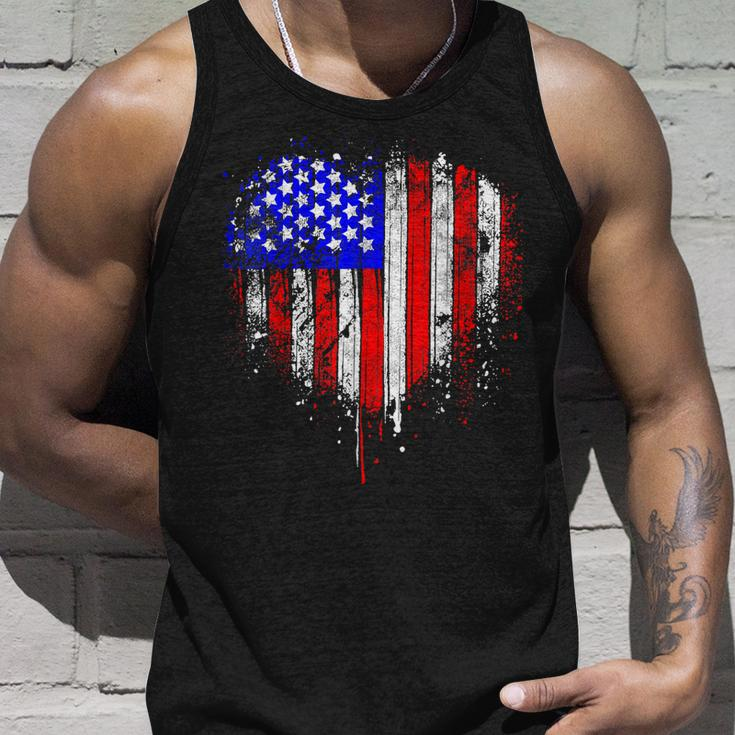 Patriotic American Flag Heart 4Th Of July Vintage Usa Flag Unisex Tank Top Gifts for Him