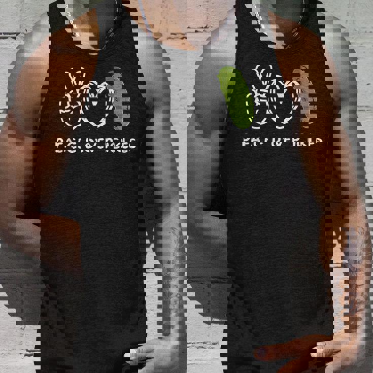Peace Love Pickles Retro Pickles Lover Food Lover Unisex Tank Top Gifts for Him