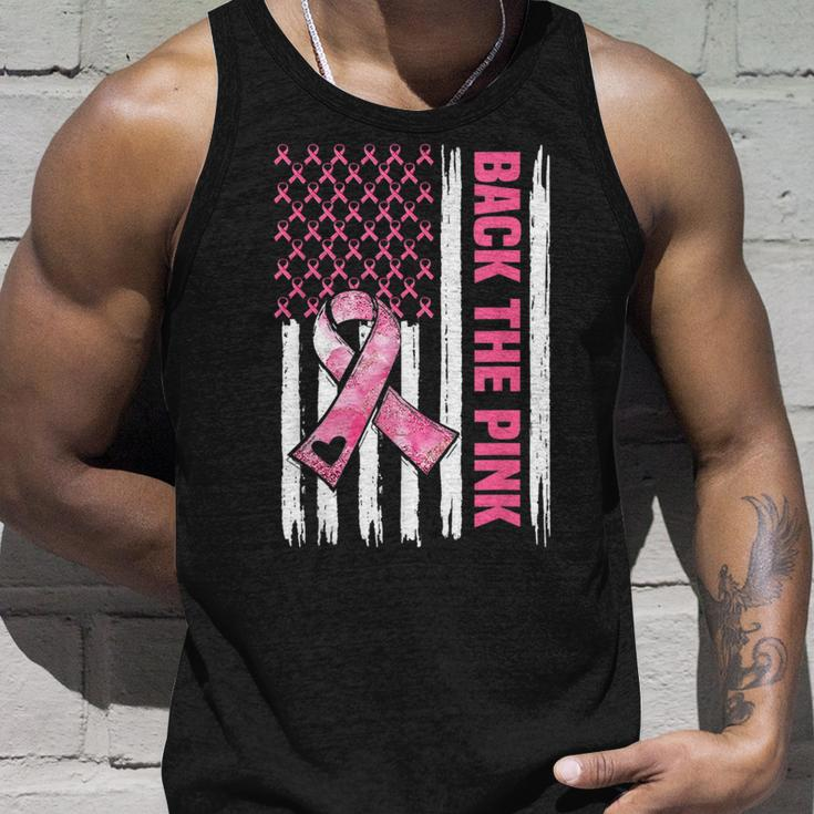Back The Pink Warrior Flag American Breast Cancer Awareness Breast Cancer Awareness Tank Top Gifts for Him
