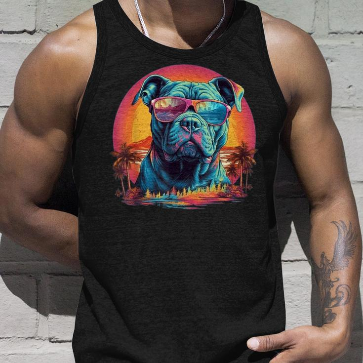 Pitbull Sunset Retro Pitties Dog Lover Owner Tank Top Gifts for Him