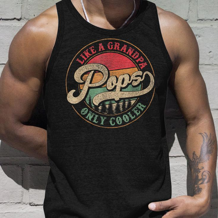 Pops Like A Grandpa Only Cooler Vintage Retro Pops Dad Tank Top Gifts for Him