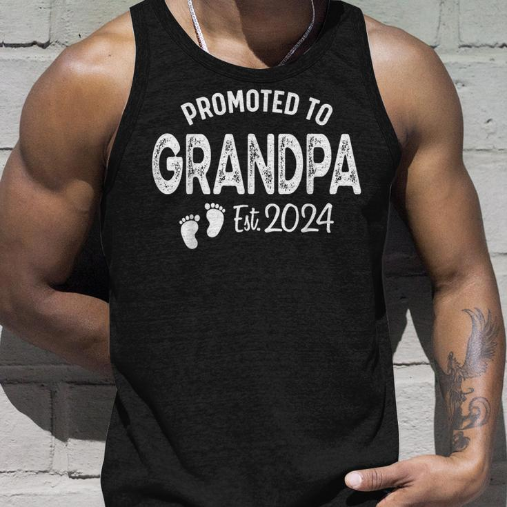 Promoted To Grandpa 2024 Soon To Be Granddad Funny New Dad Unisex Tank Top Gifts for Him
