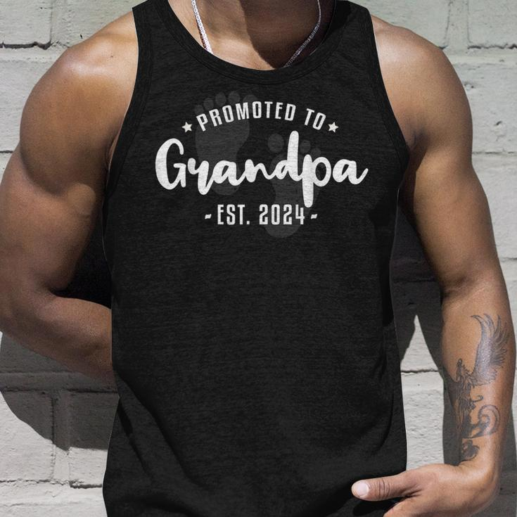 Promoted To Grandpa Est 2024 Grandfather To Be Fathers Day Unisex Tank Top Gifts for Him
