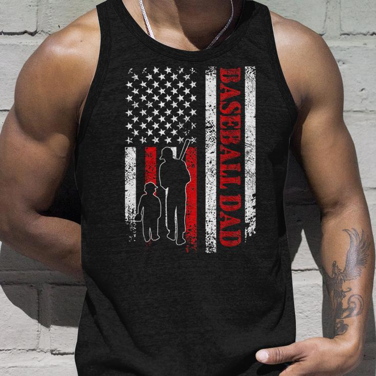 Proud Baseball Dad American Flag Sports Unisex Tank Top Gifts for Him
