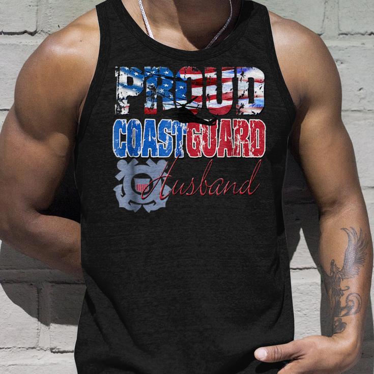 Proud Coast Guard Husband Patriotic Usa Flag Men Patriotic Tank Top Gifts for Him