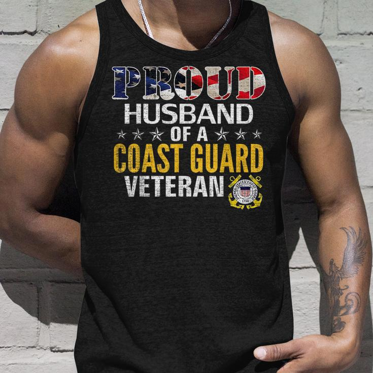 Proud Husband Of A Coast Guard Veteran With American Flag Veteran Tank Top Gifts for Him