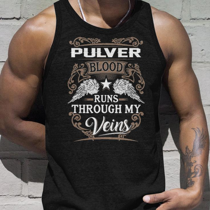 Pulver Name Gift Pulver Blood Runs Through My Veins Unisex Tank Top Gifts for Him
