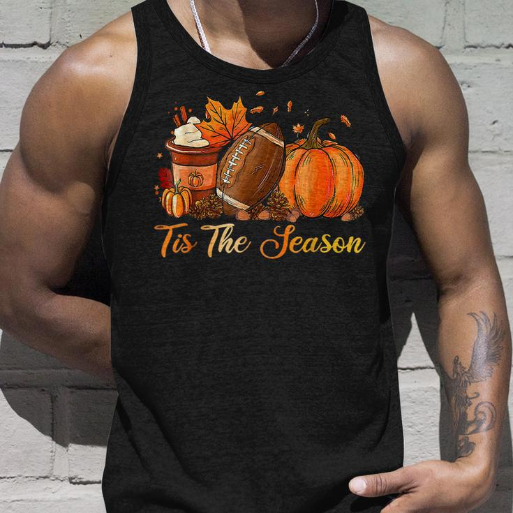 Pumpkin Spice Football Tis The Season Fall Thanksgiving Long Tank Top Gifts for Him