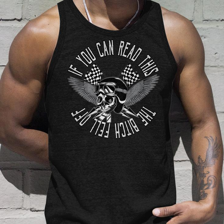 If You Can Read This The Bitch Fell Off Bikers Skull Tank Top Gifts for Him