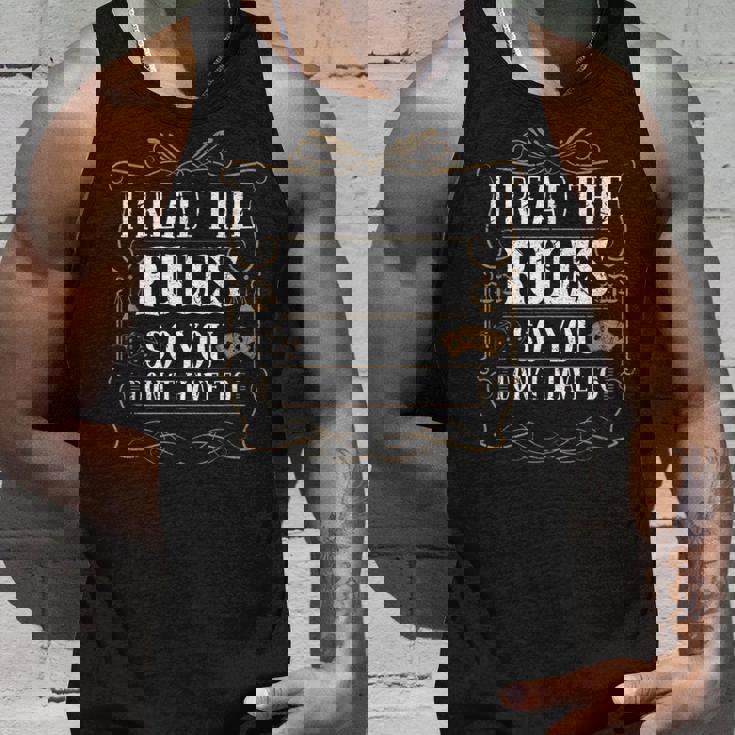 I Read The Rules So You Dont Have To Board Games Cards Games Tank Top Gifts for Him