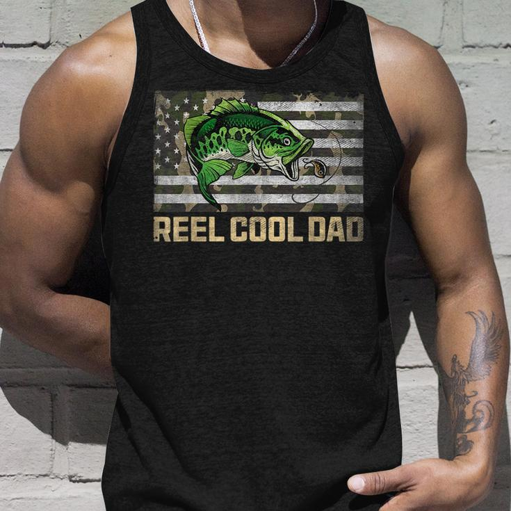 Reel Cool Dad Camouflage Flag Fathers Day Fisherman Fishing Tank Top Gifts for Him