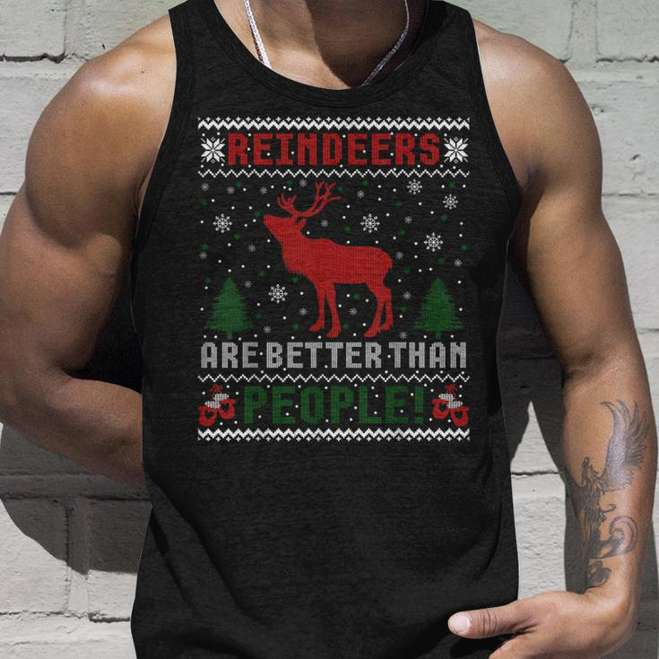 Reindeers Are Better Than People Ugly Christmas Sweater Tank Top Gifts for Him