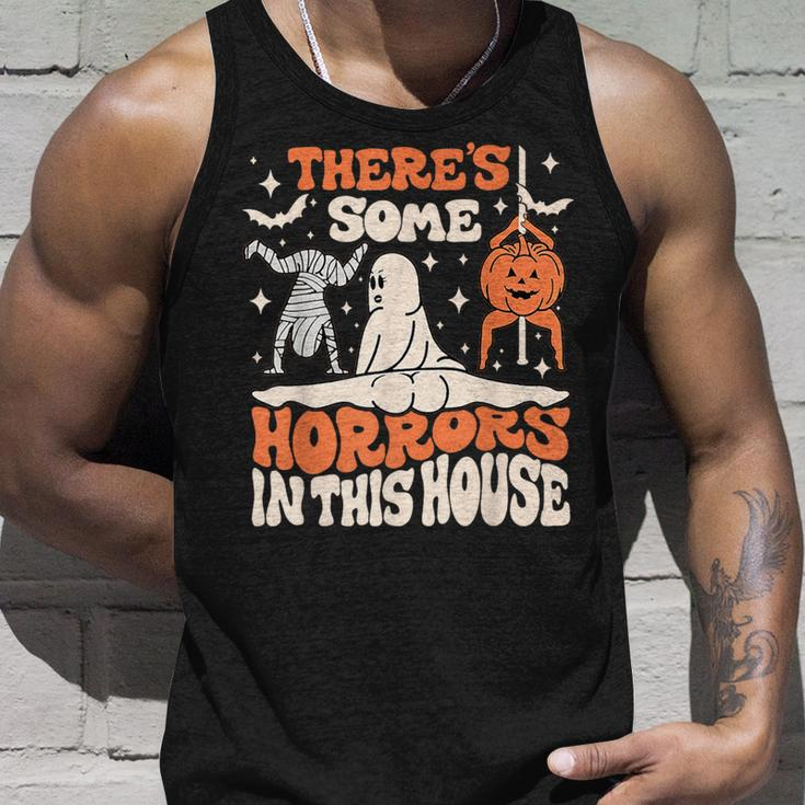There's Some Horrors In This House Ghost Pumpkin Halloween Tank Top Gifts for Him