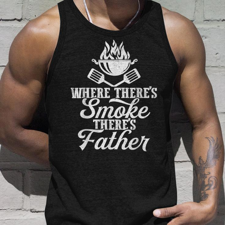 Where Theres Smoke Theres Father Bbq Grilling Lover Tank Top Gifts for Him