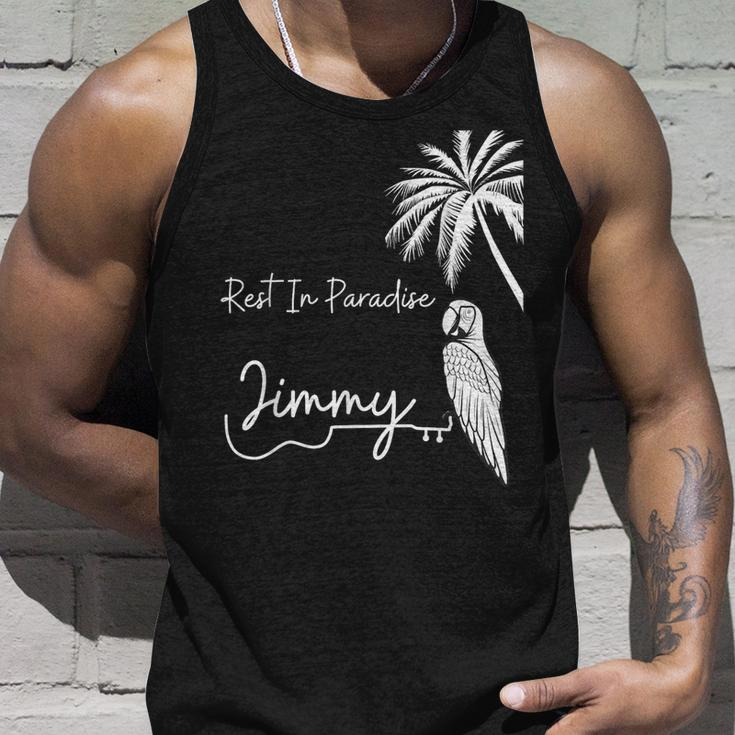 Rest In Paradise Jimmy Parrot Heads Guitar Music Lovers Tank Top Gifts for Him