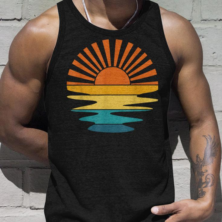 Retro Beach Sunset Vacation Palm Trees Tropical Summer Unisex Tank Top Gifts for Him