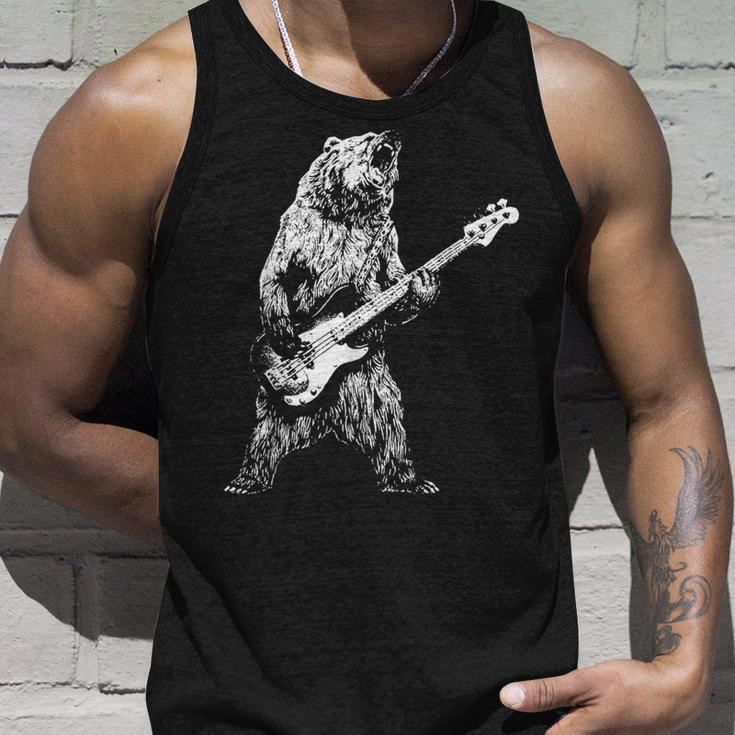 Retro Bear Playing Bass Guitar Bear Guitarist Music Lovers Tank Top Gifts for Him