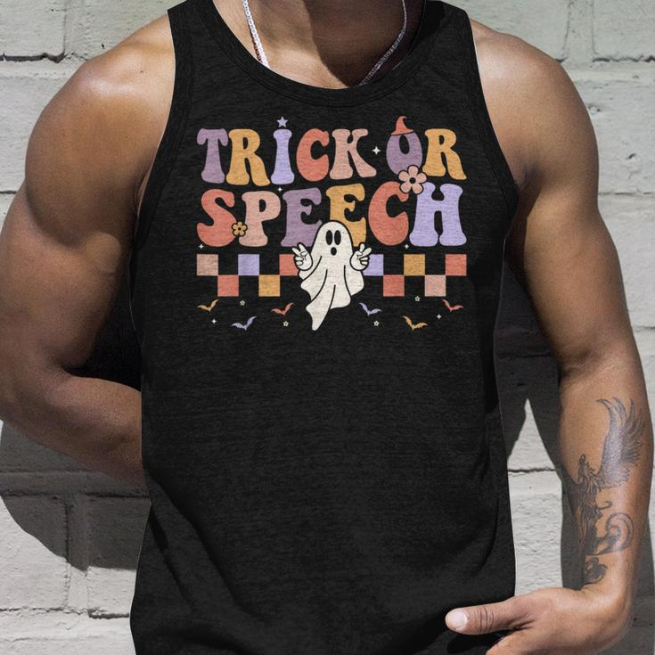 Retro Trick Or Speech Halloween Speech Therapy Slp Halloween Tank Top Gifts for Him