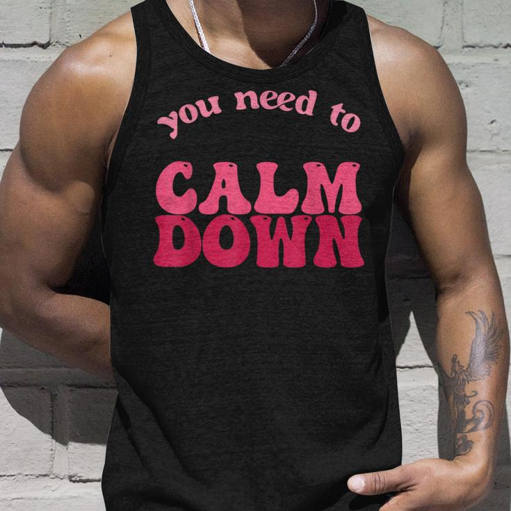 Retro Vintage You Need To Calm Down Funny Quotes Unisex Tank Top Gifts for Him