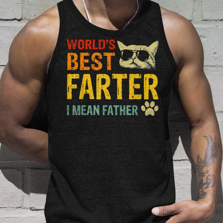 Retro Worlds Best Farter I Mean Father Best Cat Dad Ever Unisex Tank Top Gifts for Him